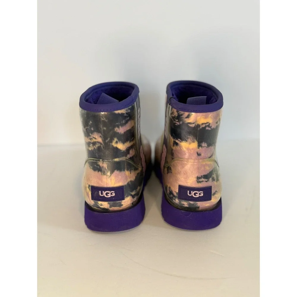 UGG Classic Clear Mini Purple Tie Dye Waterproof Boots 1120778 Womens Size 7